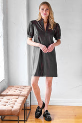 FINLEY MELANIE VEGAN LEATHER SHIFT DRESS